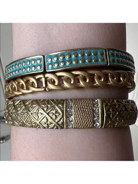 LIA SOPHIA Gold Tone Bangle Bracelet Set of 3